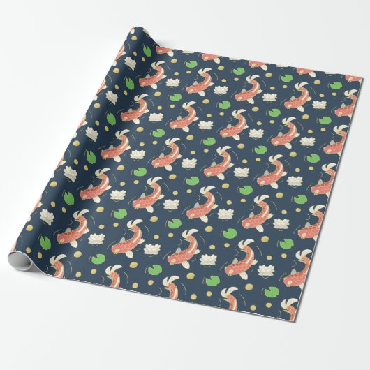 Papier Cadeau Beaux Koi Rouges (Déroulé)