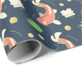 Papier Cadeau Beaux Koi Rouges (Coin rond)