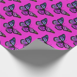 Papier Cadeau Beaux papillons d'aquarelle rose Motif