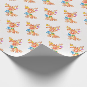 Papier Cadeau Beaux rennes de Noël