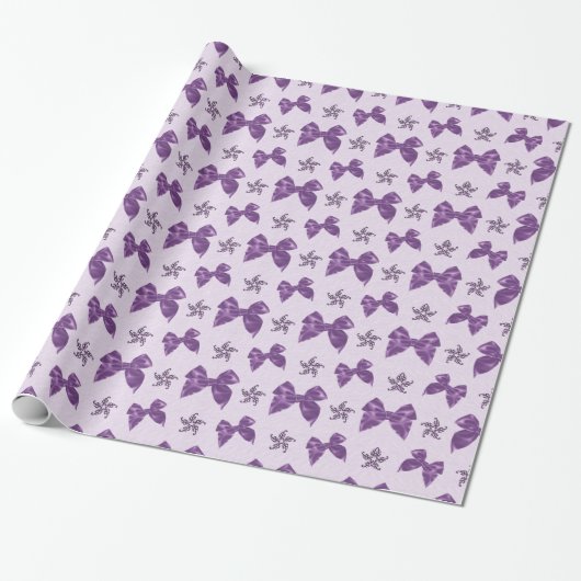 Papier Cadeau Beaux rubans de satin violet (Déroulé)