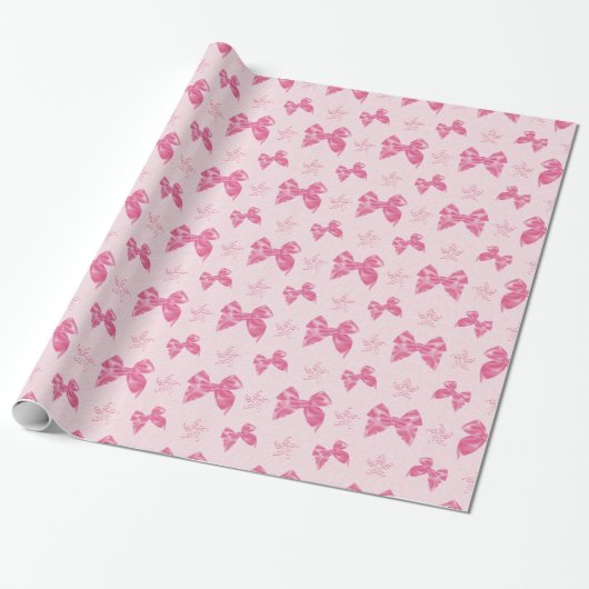 Papier Cadeau Beaux rubans en satin rose (Déroulé)