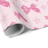 Papier Cadeau Beaux rubans en satin rose (Coin rond)