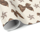 Papier Cadeau Beaux rubans satin marron (Coin rond)