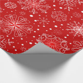 Papier Cadeau Beaux Snowflakes sur Noël Arrière - plan rouge (Coin)