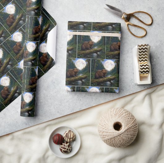 Papier Cadeau Beaver Moon In a Forest (Artisanat)