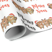 Papier Cadeau Beaver Noël Animaux de Noël Cute Beaver Wra (Coin rond)