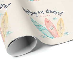 Papier Cadeau Bébé à Bord Baby Shower Planche de Surf