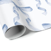 Papier Cadeau Bébé à ruban bleu ou Baby Shower, Fête d'anniversa (Coin rond)