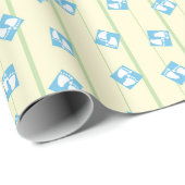Papier Cadeau Bébé adorable Garçon Pieds Motif bleu douche (Coin rond)