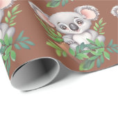 Papier Cadeau Bébé adorable Ours Koala (Coin rond)