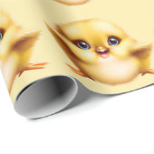 Papier Cadeau Bébé adorable poussin (Coin rond)