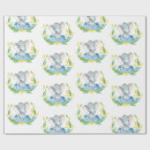 Papier Cadeau Bébé adoré bleu et gris (Plat)