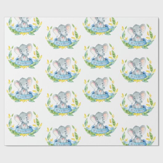 Papier Cadeau Bébé adoré bleu et gris (Plat)