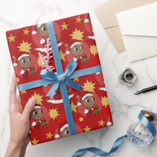 Papier Cadeau Bébé afro-américain mignon avec chapeau de Père No