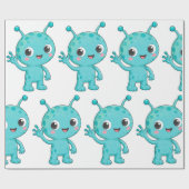 Papier Cadeau Bébé Alien Monstre de l'Espace Mignon (Plat)