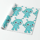 Papier Cadeau Bébé Alien Monstre de l'Espace Mignon (Déroulé)