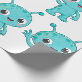 Papier Cadeau Bébé Alien Monstre de l'Espace Mignon (Coin)