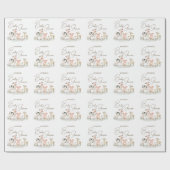 Papier Cadeau Bébé Animaux de ferme mignonne thème de campagne (Plat)