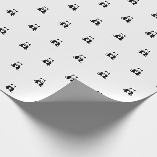 Papier Cadeau Bébé anniversaire panda noir propre simple (Coin)