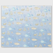 Papier Cadeau Bébé Baleine Bleue & Narwhal Sous La Mer (Plat)
