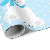 Papier Cadeau Bébé Bébé Bleu à l'ours polaire (Coin rond)