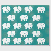 Papier Cadeau Bébé blanc mou Eléphant Mandala Motif bleu (Plat)