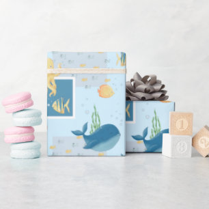 Papier Cadeau Bébé bleu Bébé bleu sous l'eau