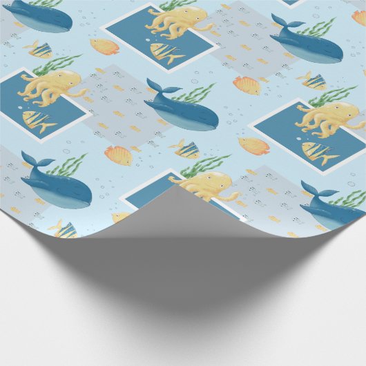 Papier Cadeau Bébé bleu Bébé bleu sous l'eau (Coin)