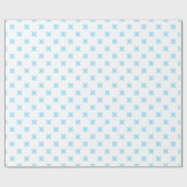 Papier Cadeau Bébé bleu croix coutures sur blanc (Plat)