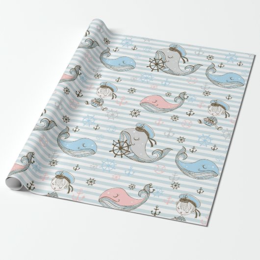 Papier Cadeau Bébé bleu marin (Déroulé)