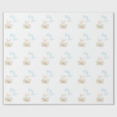 Papier Cadeau Bébé Bleu mignon Amour Script Lapin Rabbit Douche (Plat)
