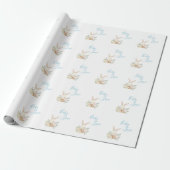 Papier Cadeau Bébé Bleu mignon Amour Script Lapin Rabbit Douche (Déroulé)