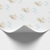 Papier Cadeau Bébé Bleu mignon Amour Script Lapin Rabbit Douche (Coin)