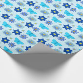 Papier Cadeau Bébé bleu Papillons et fleurs à motifs (Coin)