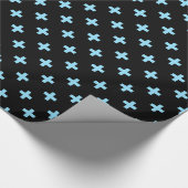 Papier Cadeau Bébé bleu polka croise sur noir (Coin)