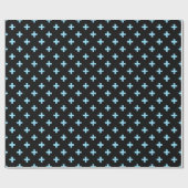 Papier Cadeau Bébé bleu polka croise sur noir (Plat)