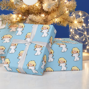 Papier Cadeau Bébé blond Angel mignon Carton de Noël