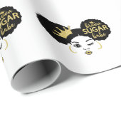 Papier Cadeau Bébé Brown de sucre en noir et or (Coin rond)