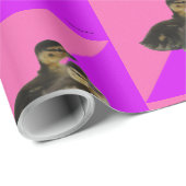 Papier Cadeau Bébé Canards sur framboise rose et sorbet pourpre (Coin rond)