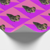 Papier Cadeau Bébé Canards sur framboise rose et sorbet pourpre (Coin)