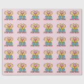 Papier Cadeau Bébé Cartoon de chat mignonne Pois rose (Plat)