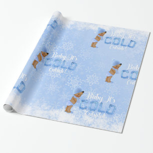 Papier Cadeau Bébé C'est Flocon de Neige Bleu Ethnique Garçon Do