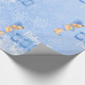 Papier Cadeau Bébé C'est Froid Flocon de Neige Bleu Garçon Douch (Coin)