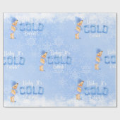 Papier Cadeau Bébé C'est Froid Flocon de Neige Bleu Garçon Douch (Plat)