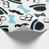 Papier Cadeau Bébé c'est homme de moustache bleue de garçon un (Coin)