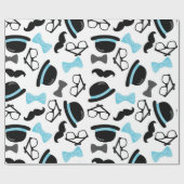 Papier Cadeau Bébé c'est homme de moustache bleue de garçon un (Plat)