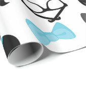 Papier Cadeau Bébé c'est homme de moustache bleue de garçon un (Coin rond)