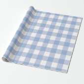 Papier Cadeau Bébé clair Bleu Buffle Plaid (Déroulé)