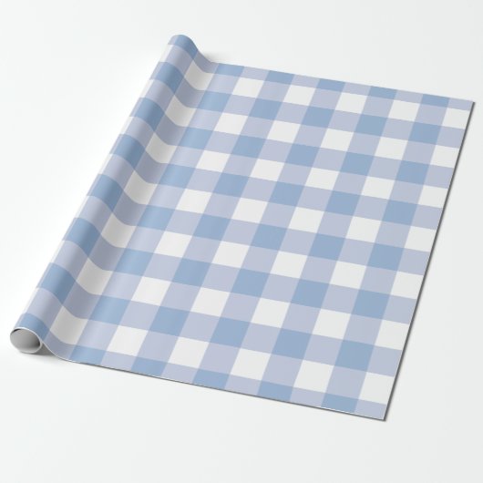 Papier Cadeau Bébé clair Bleu Buffle Plaid (Déroulé)